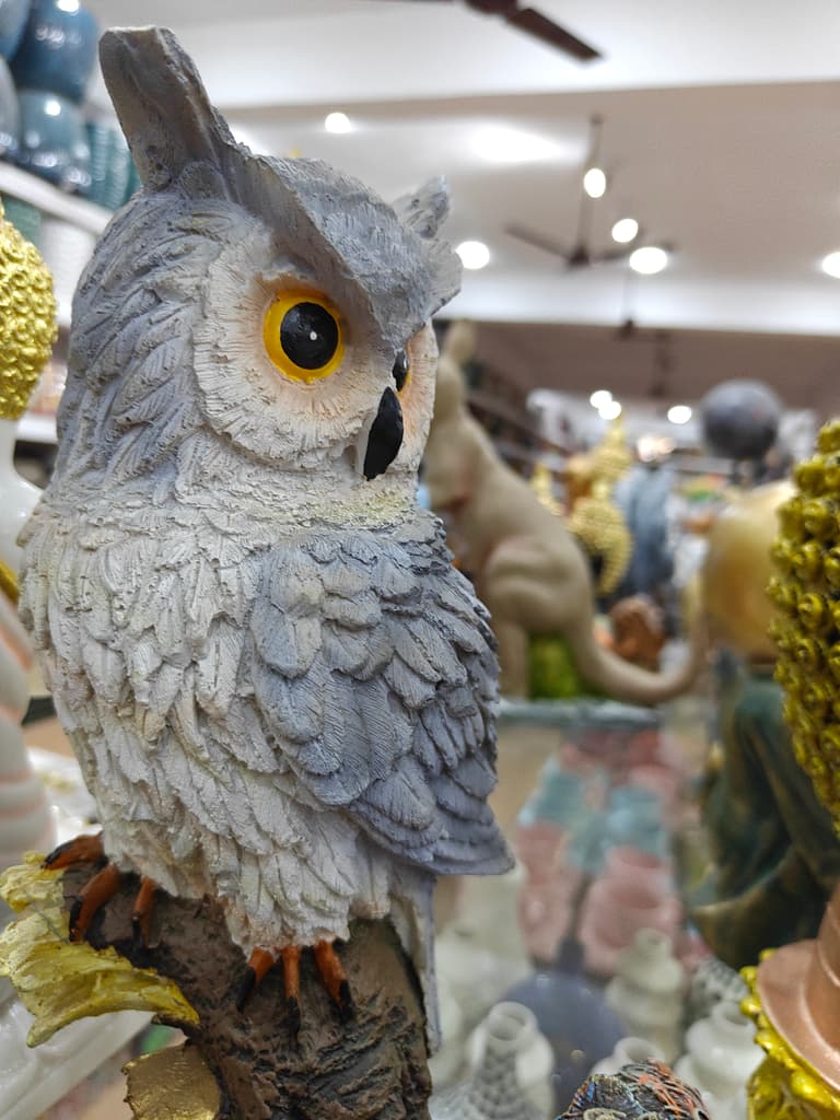 Gray Owl Statue | Decorative | Ceramic | Gray