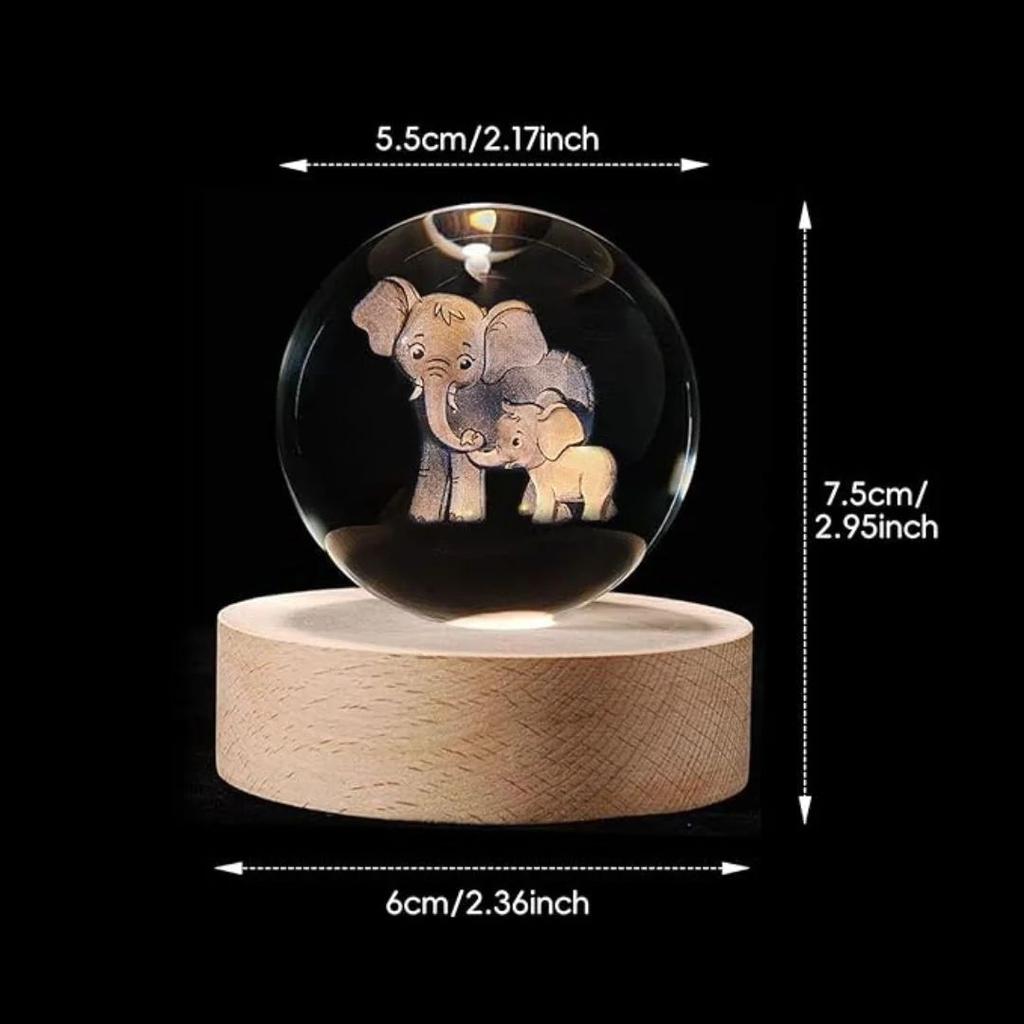 Elephant n Baby Crystal Lamp – Heartwarming 3D LED Night Light — photo 4