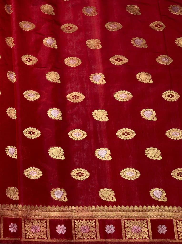 MIMOSA Women's Woven Design Banarasi Style Chiffon Saree with Blouse Piece - Maroon ( SA00003124MRFREE ) — photo 6