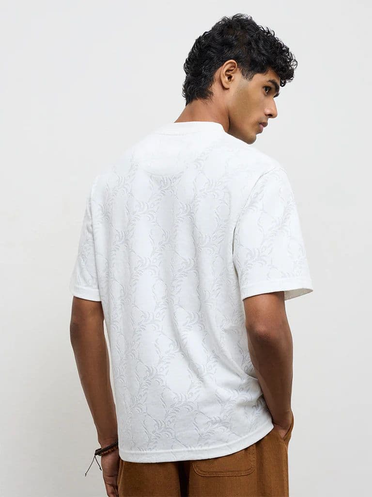 ETA White Jacquard Texture Relaxed-Fit T-Shirt — photo 5