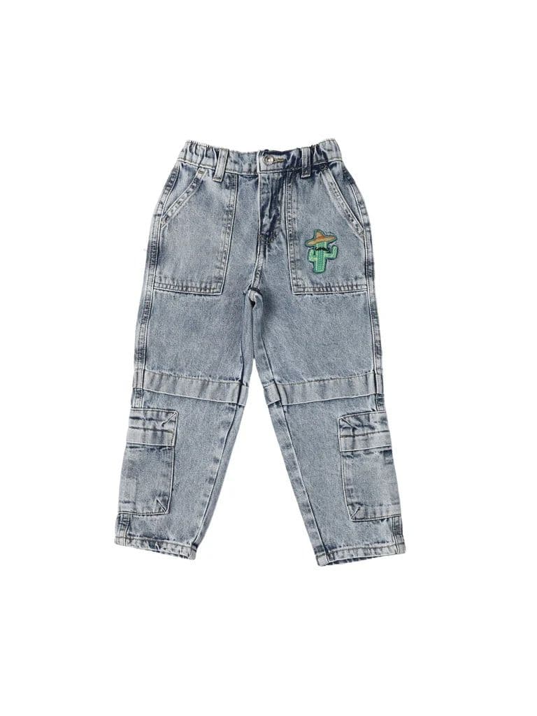 HOP Kids Boys Blue Straight Fit Cargo Jeans — photo 3