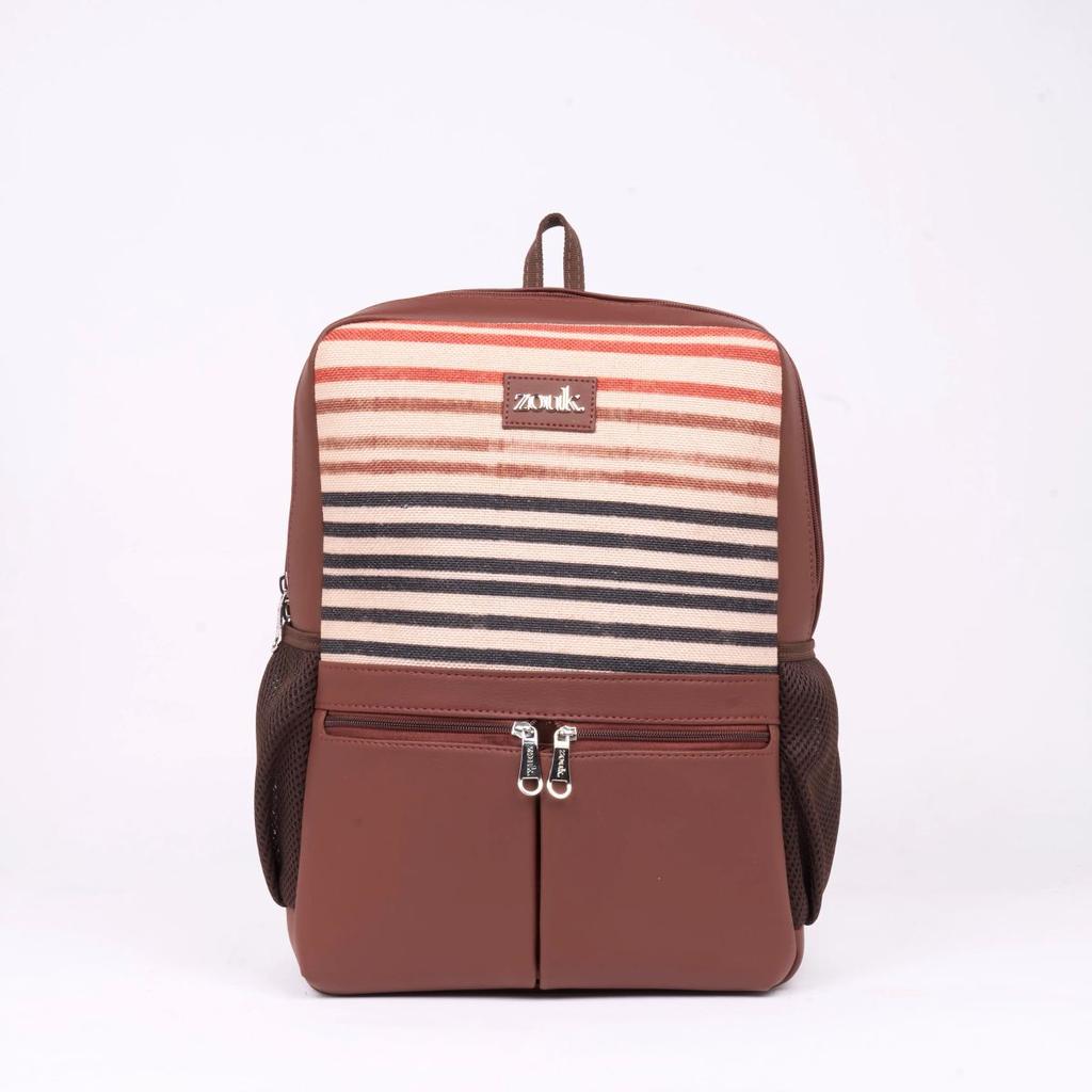 Qutub Stripes Office Backpack (Brown)