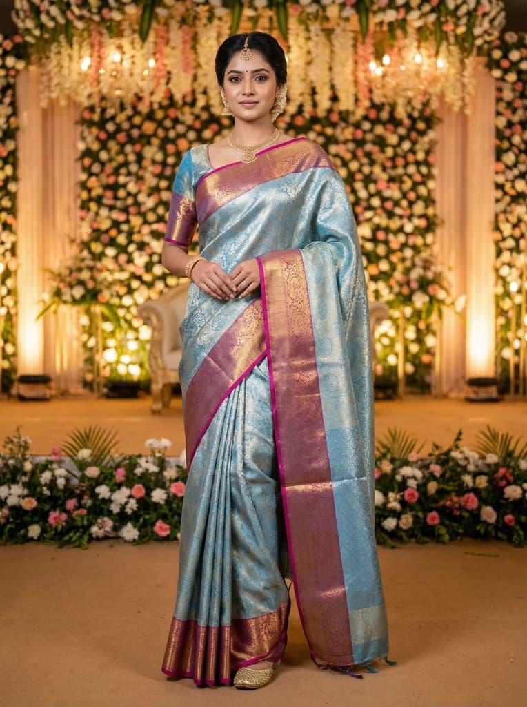 MIMOSA Women's Woven Design Kanjivaram Style Art Silk Saree with Blouse Piece - Ananda (SA00002446ANFREE) — photo 4