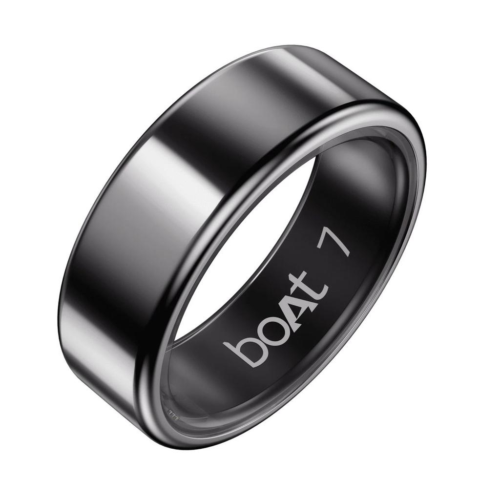 Smart Ring Active Plus | Smart Ring with Health Monitoring, Wireless Charging, Stainless Steel Build — Midnight Black / 7