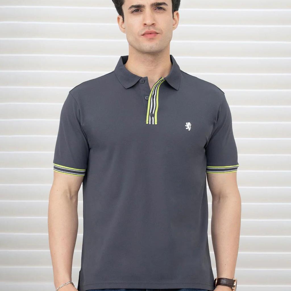T Shirts for Men in Dark Grey | Polyester Polo T Shirt