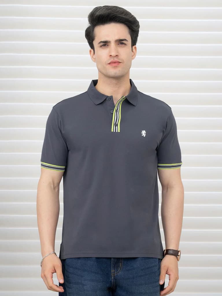 T Shirts for Men in Dark Grey | Polyester Polo T Shirt — S / Dark Grey