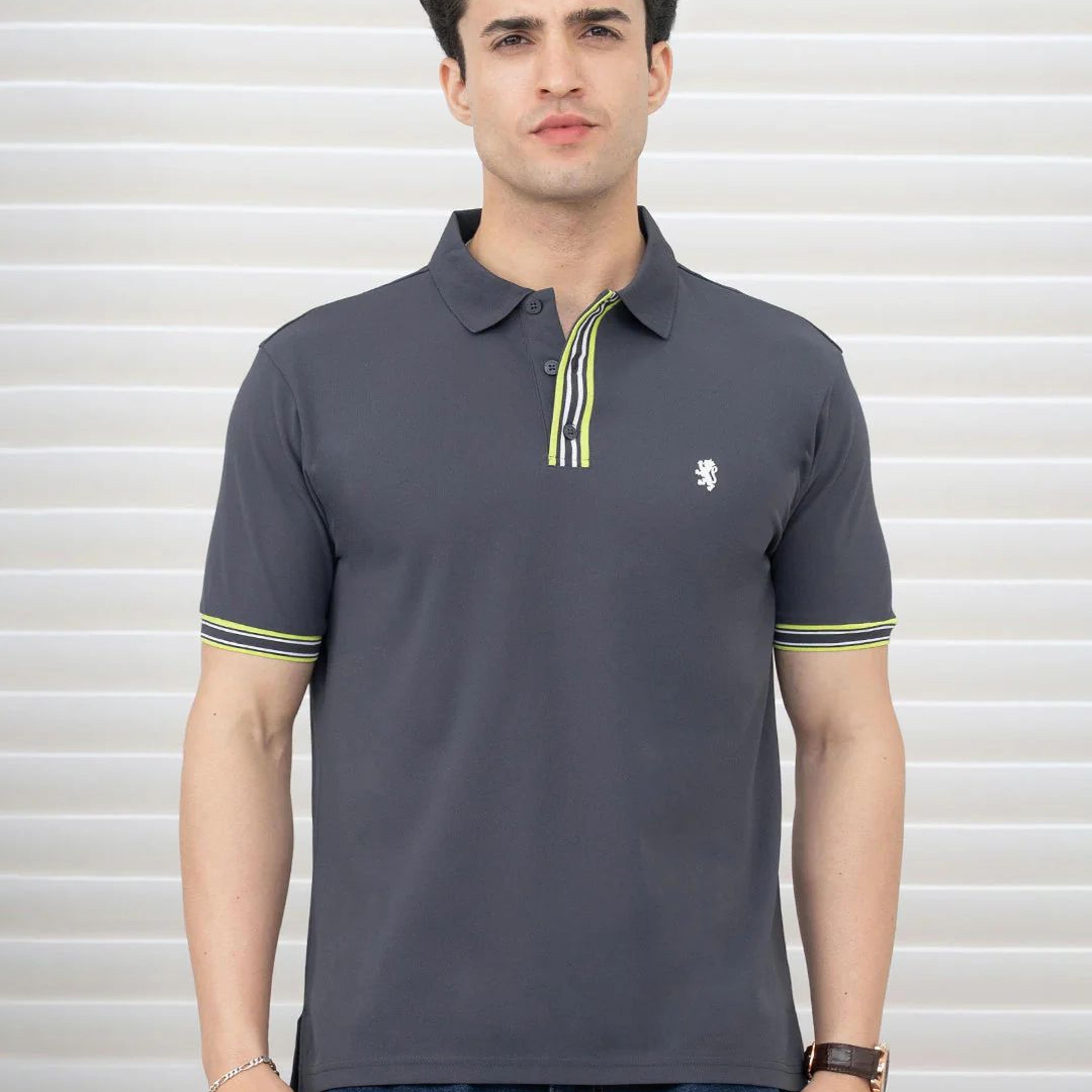 T Shirts for Men in Dark Grey | Polyester Polo T Shirt