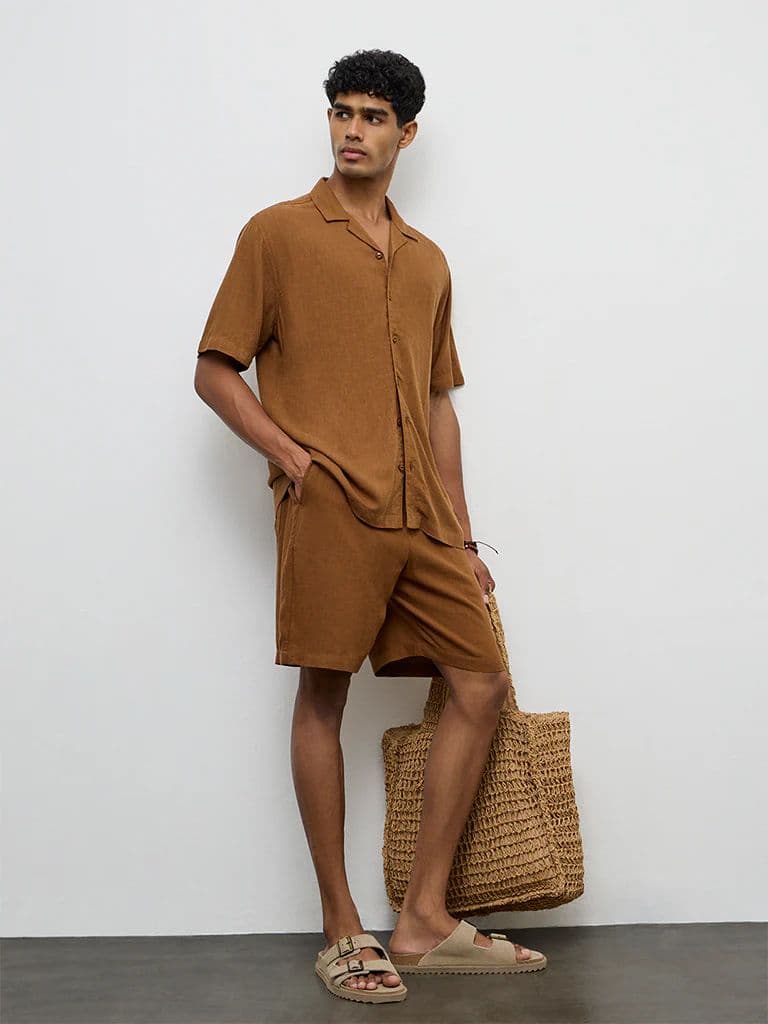 ETA Light Brown Relaxed-Fit Shirt
