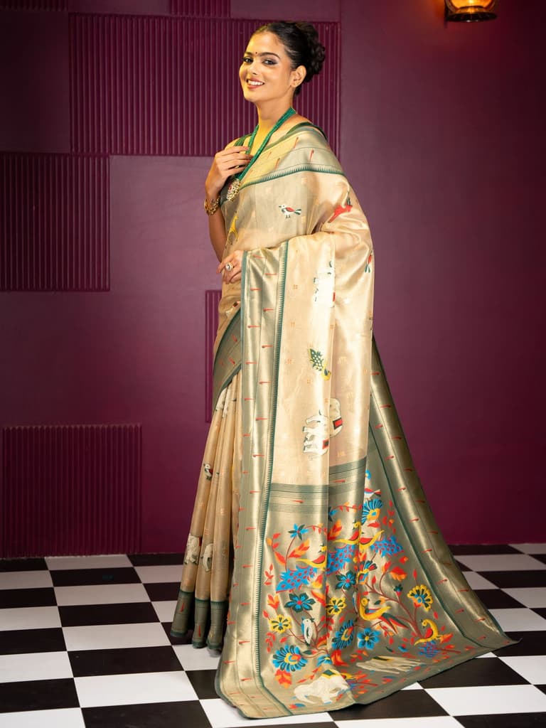Mimosa Women's Woven Design Banarasi Style Art Silk Saree With Blouse Piece : SA00001954BGFREE — photo 3