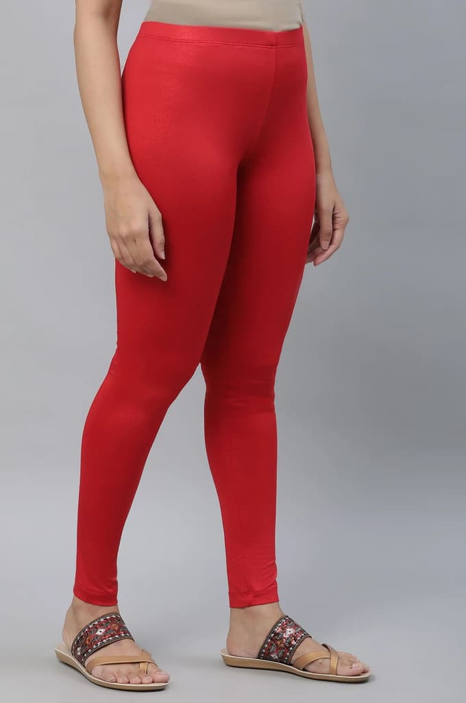 Red Solid Skinny Fit Tights — photo 4