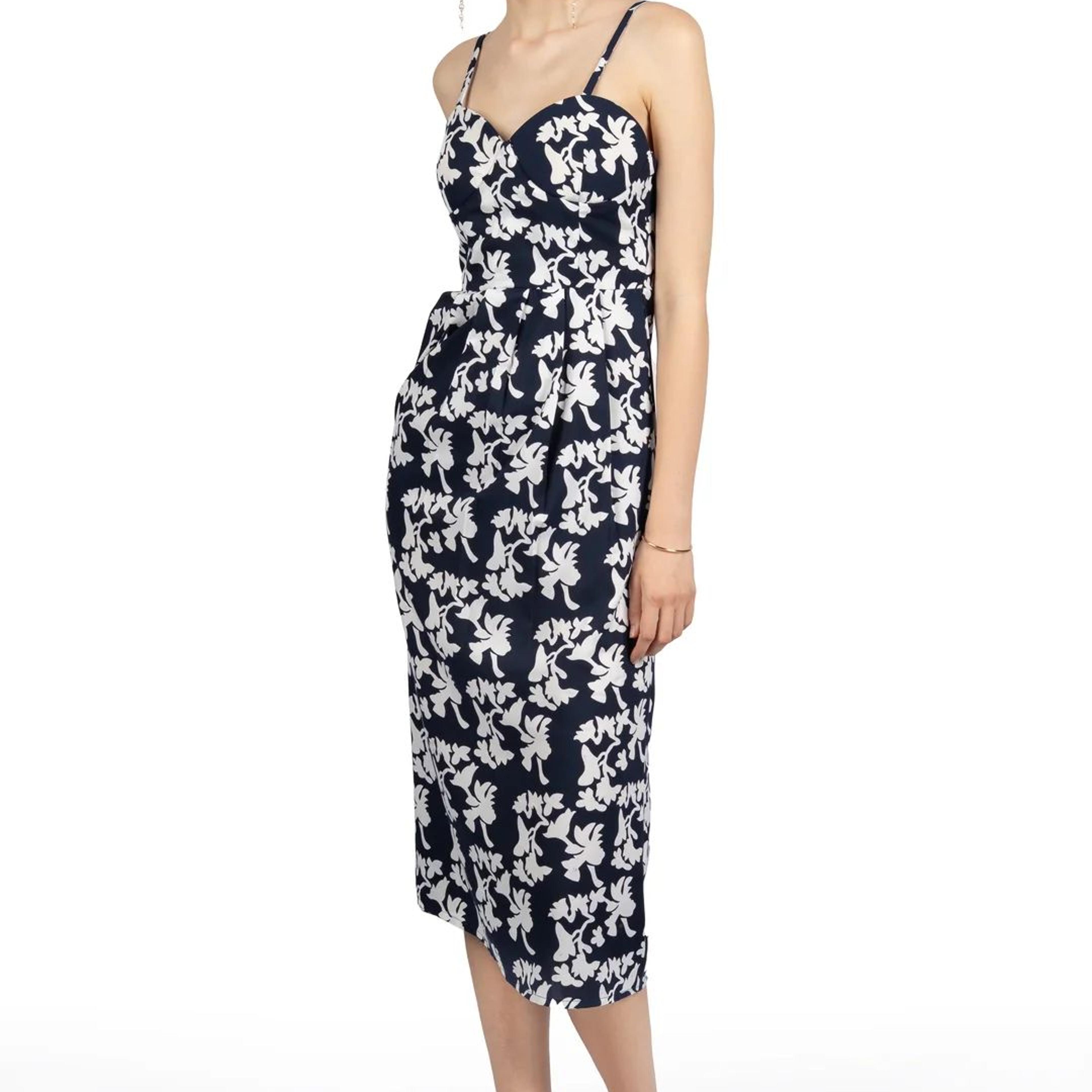 Blue & White Floral Midi Dress