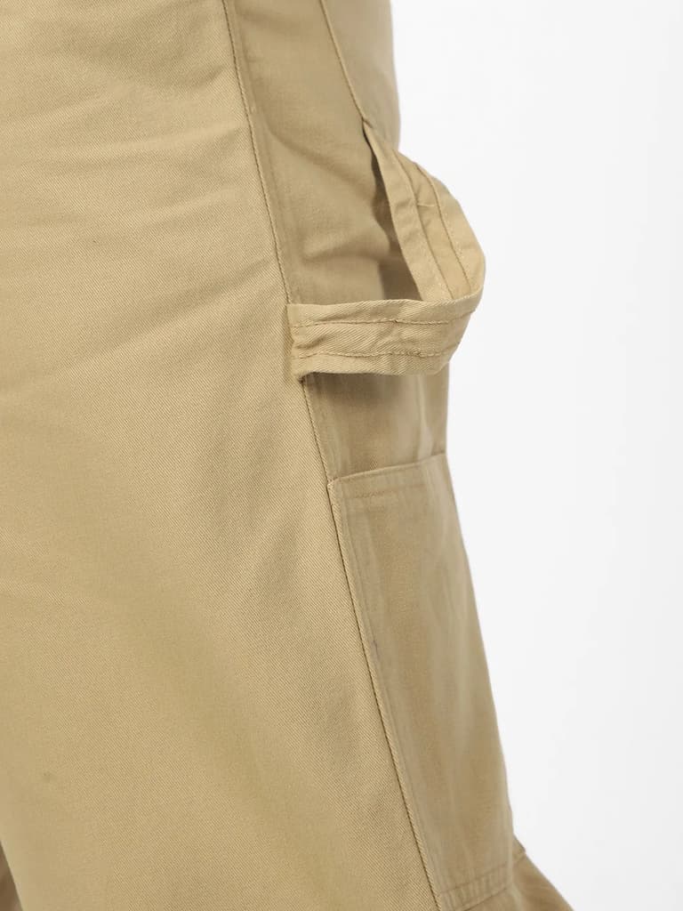 Men's Light Olive Loose Baggy Fit Solid Carpenter Trouser Pant with 5 Pockets Non-Stretchable — photo 5