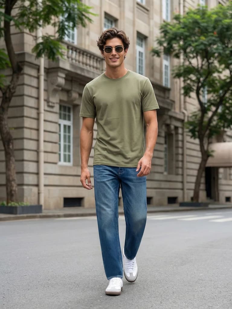 Men's Light Blue Relaxed Fit Washed Denim Jeans Non-Stretchable — photo 4