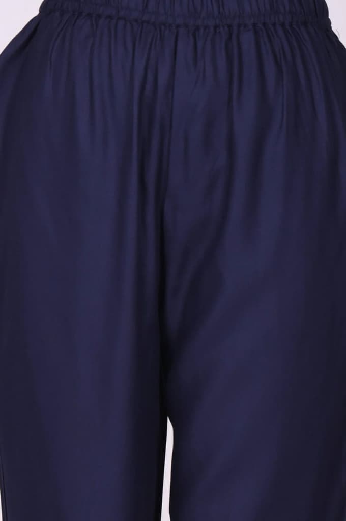 Navy Blue Thread Embroidered Straight Kurta with Pants Co-ord Set — photo 7