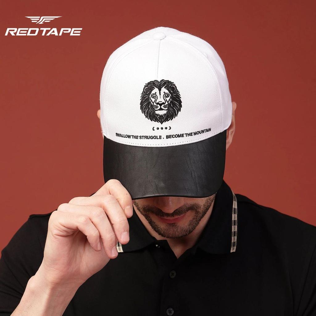Unisex White Black Colourblocked Cotton Twill Baseball Cap with Adjustable Strap — photo 5
