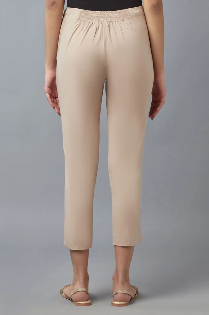 Beige-coloured Ankle-Length Trousers — photo 2