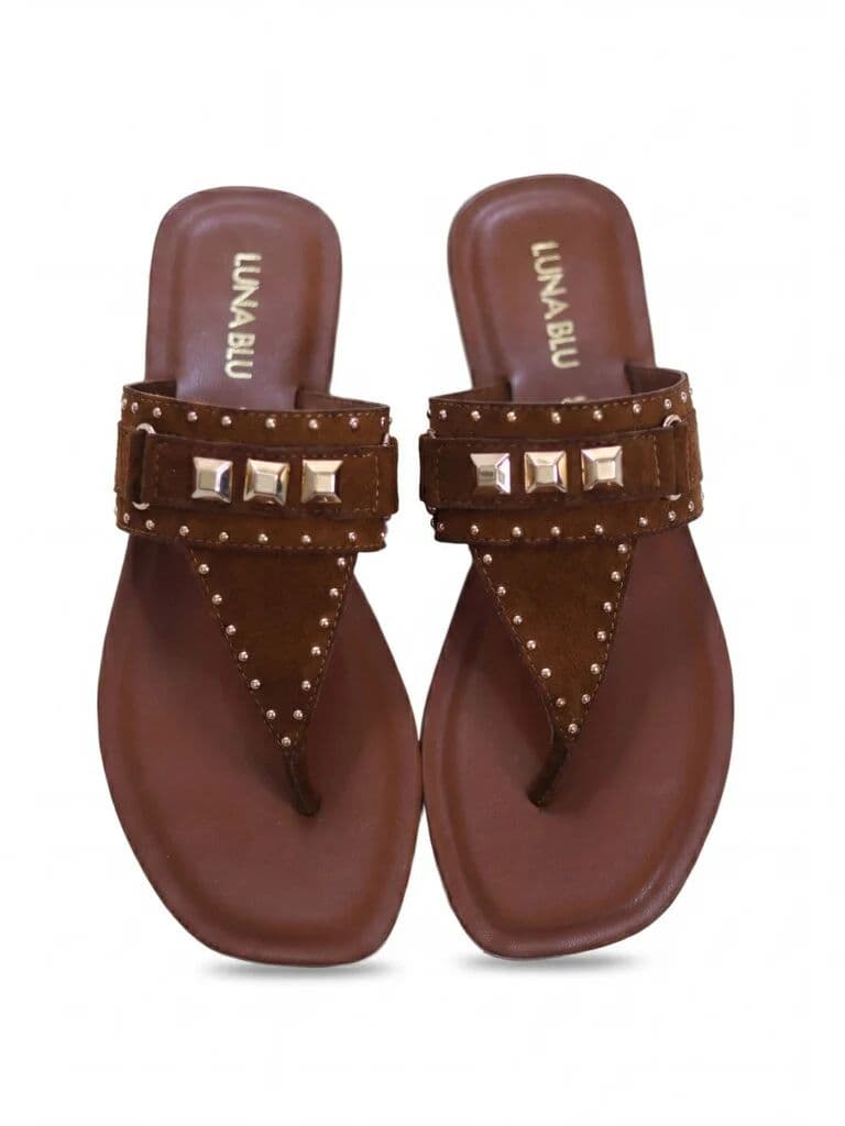 LUNA BLU Tan Embellished Thong-Strap Sandals — photo 3