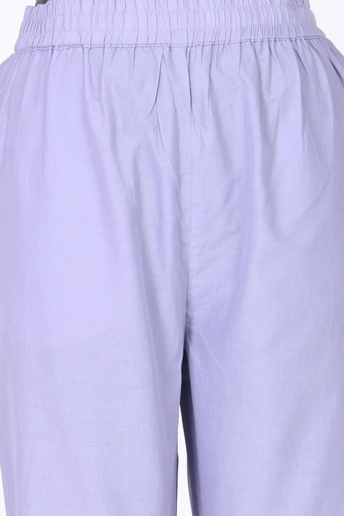 Lavender Thread Embroidered Pure Cotton Straight Kurta with Straight Pants and Dupatta Set — photo 7