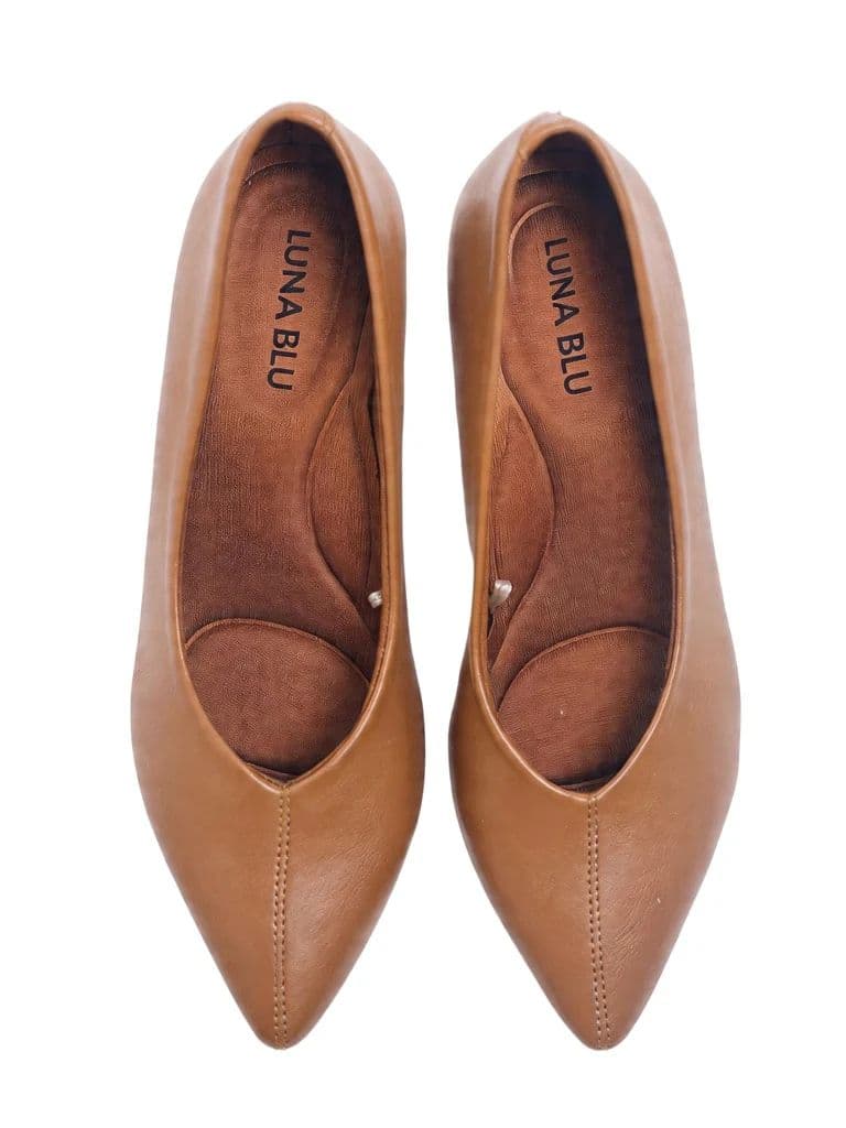LUNA BLU Tan Kitten Heel Pump Shoes — photo 3