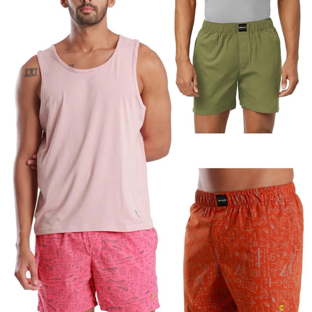 Men's All-Day Boxer Shorts Plain & Printed - (Pack of 3)