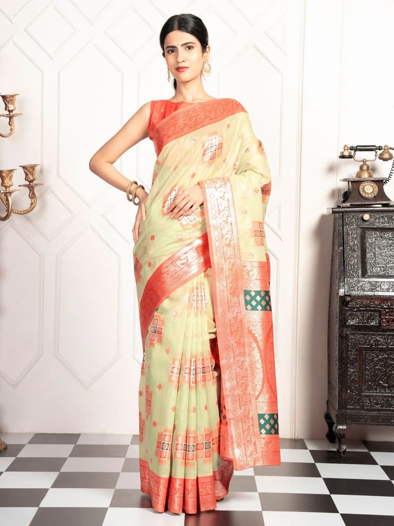 Mimosa Women's Woven Design Kanjivaram Style Art Silk Saree With Blouse Piece : SA00002072PSFREE — photo 2
