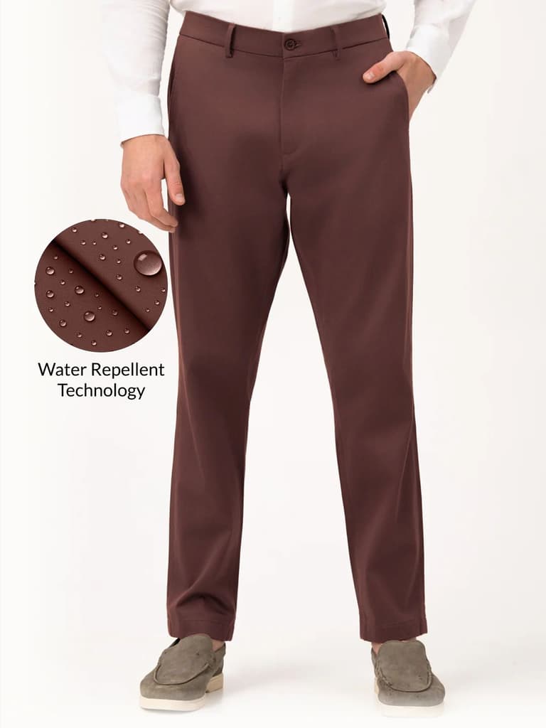 Cognora Brown Relaxed Fit Stretch Chinos for Men — photo 2