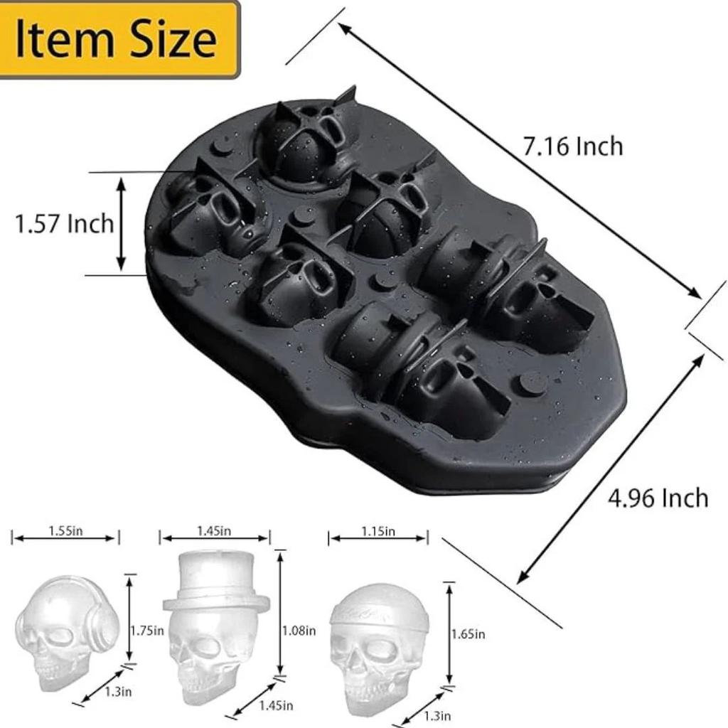3D Skull Mold Tray | 6 Cavity Silicone Mold for Drinks & Desserts — photo 5