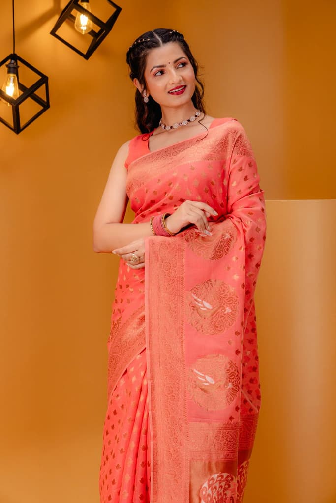 Mimosa Women's Woven Design Banarasi Style Art Silk Saree With Blouse Piece : SA00001808GJFREE — photo 2