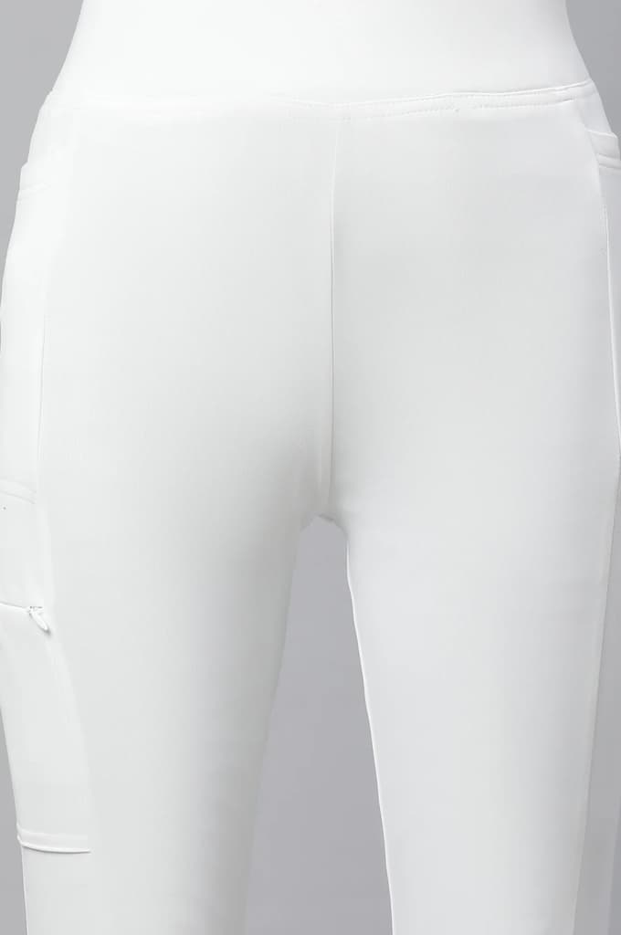 White Solid Skinny Fit Tights With Elasticated Waist — photo 7