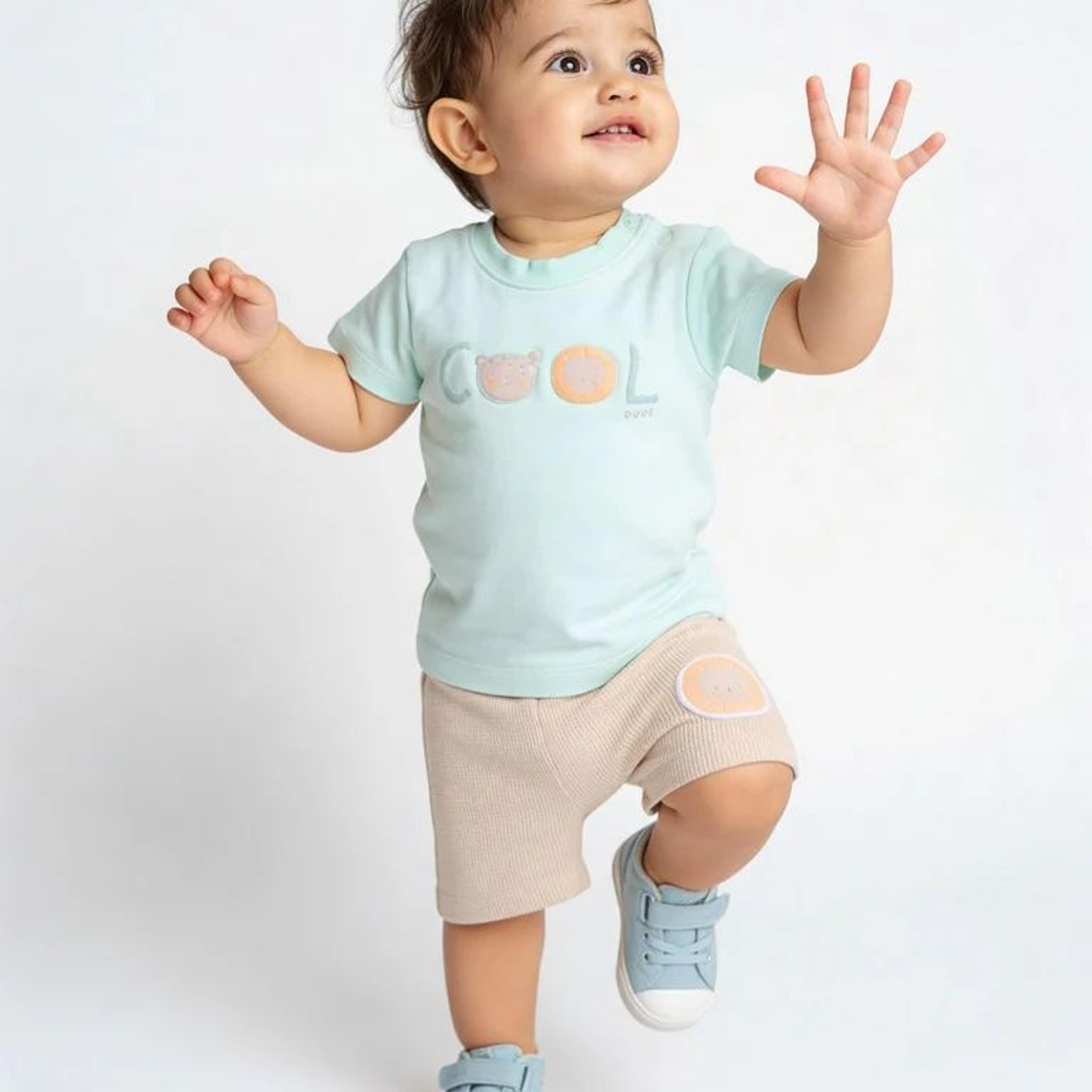 HOP Baby Boys Multicolour Printed Cotton T-Shirt and Shorts Set