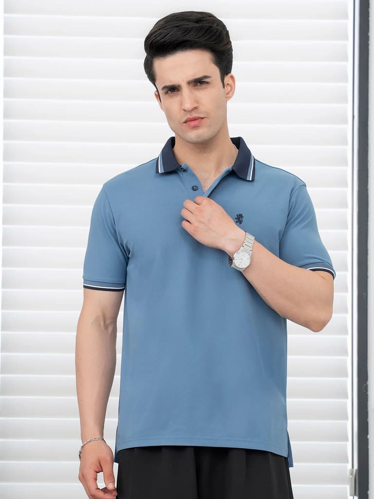 T Shirts for Men in Blue | Polo Half Sleeve T Shirt — S / Blue