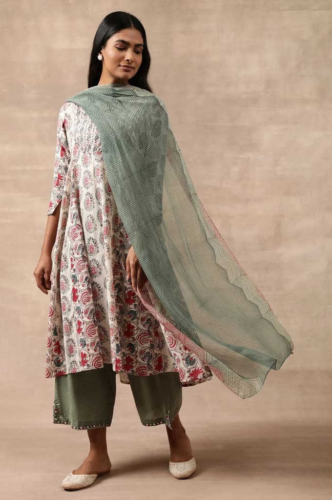 Green Printed Organza Drape — photo 2