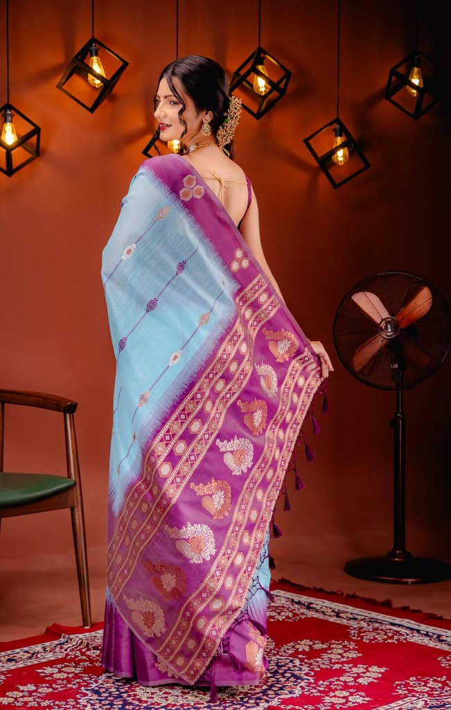 Mimosa Women's Woven Design Banarasi Style Art Silk Saree With Blouse Piece : SA00001795SFFREE — photo 6
