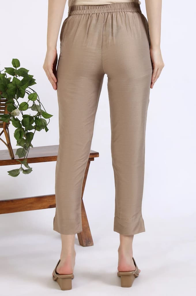 Dark Gold Solid Yarn Dyed Trousers — photo 4