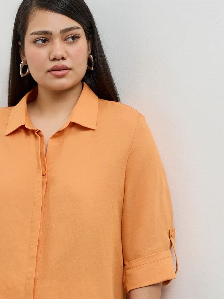 Gia Orange Solid Shirt — photo 3