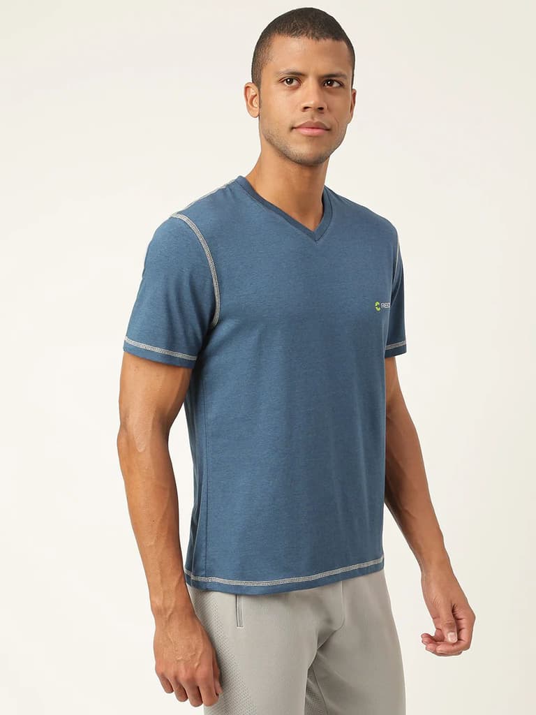 Sapphire Blue Men's Organic Bamboo Casual Tees - V Neck (Pack Of 1) — photo 2