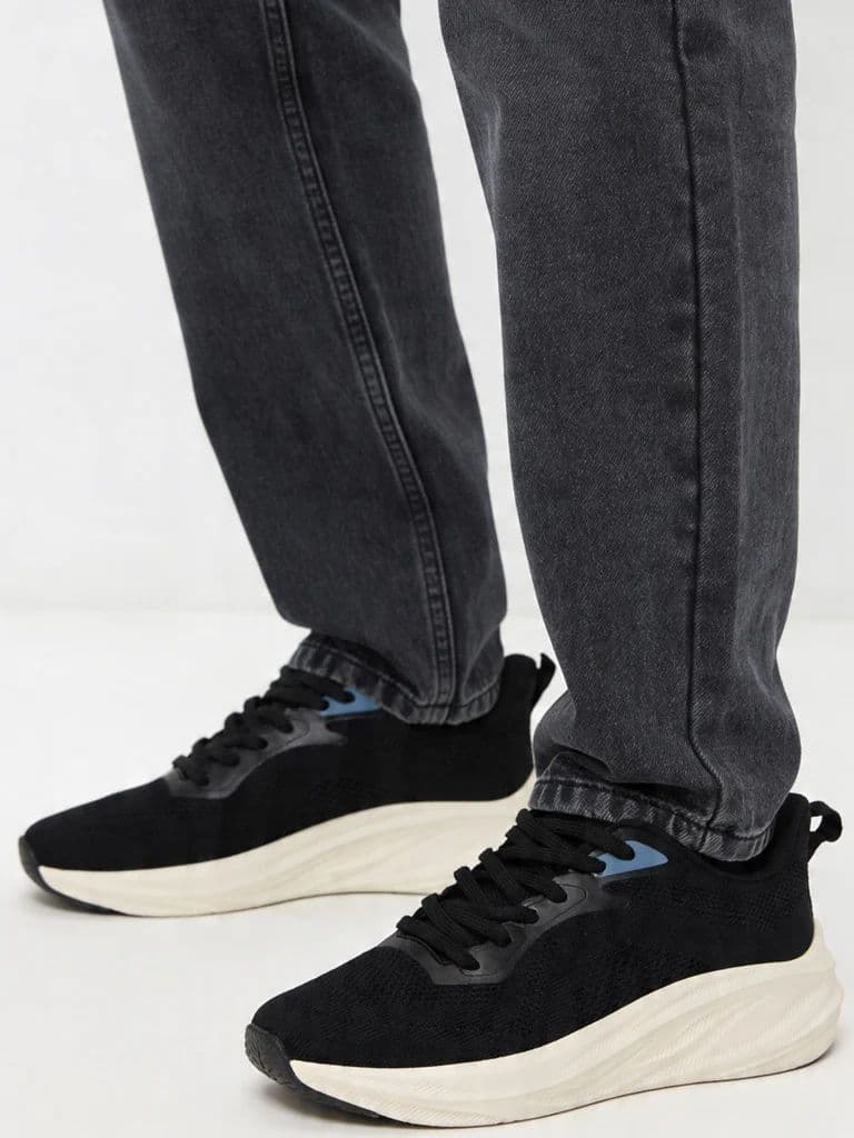 SOLEPLAY Black Knit-Textured Sneakers