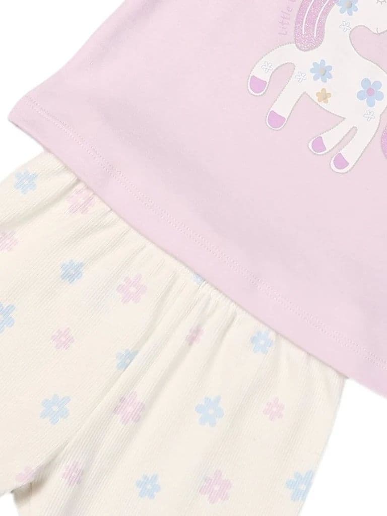 HOP Baby Girls Multicolour Printed Cotton T-Shirt and leggings set — photo 4
