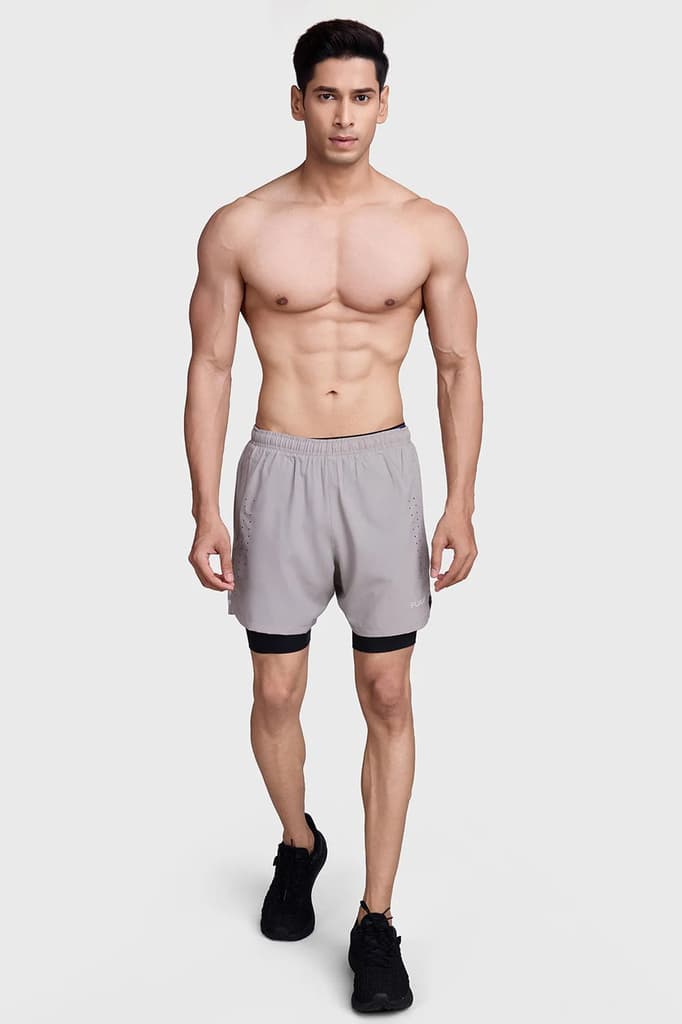 2 in 1 Laser Shorts Beige With Black — photo 6