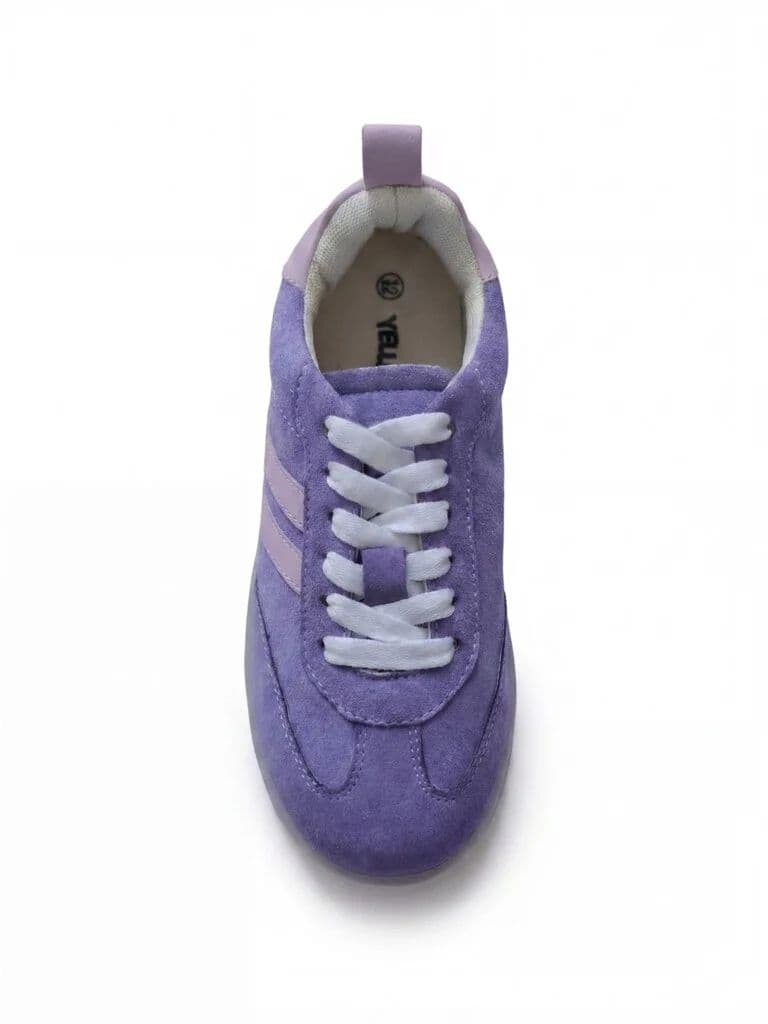 Yellow Lilac Suede-Detail Lace-Up Sneakers — photo 3