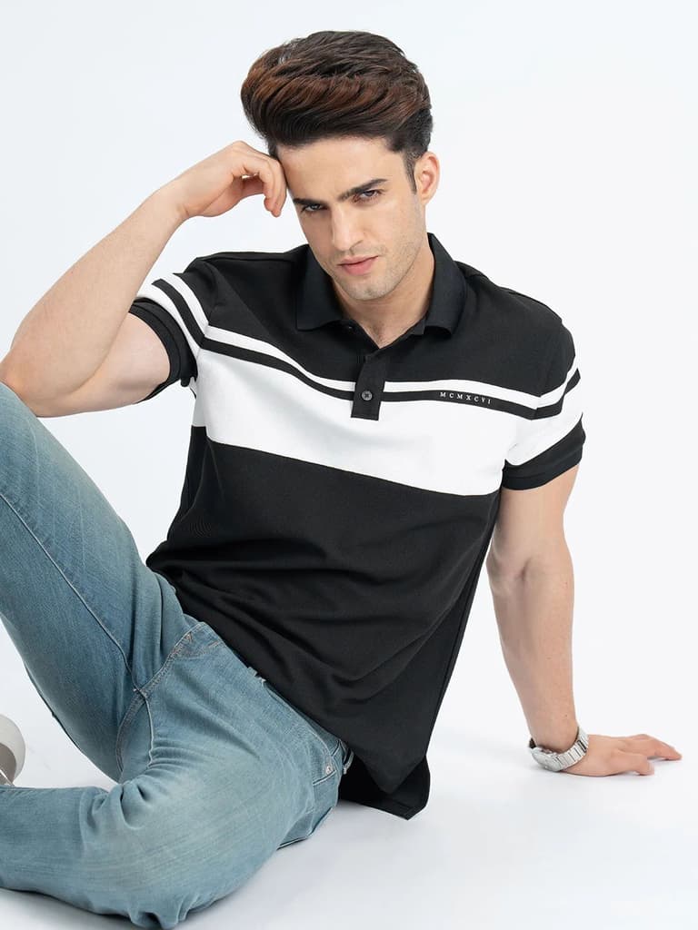 T Shirts for Men in Black | Polo Half Sleeve T Shirt — photo 5