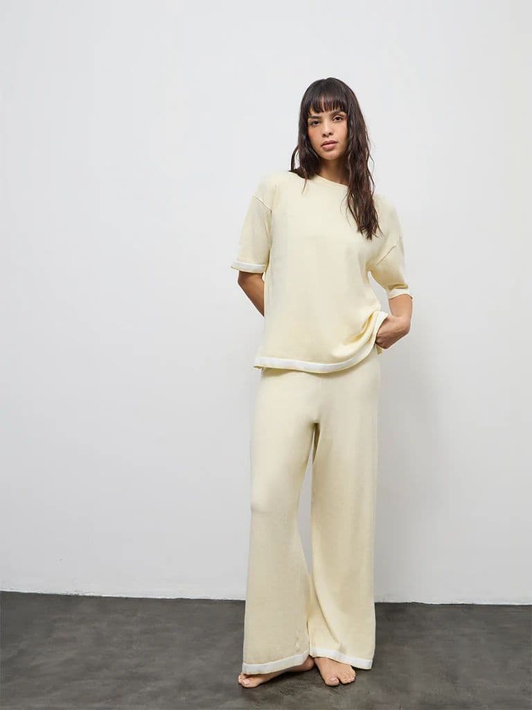 Wunderlove Light Yellow Contrast Detailed Top — photo 2