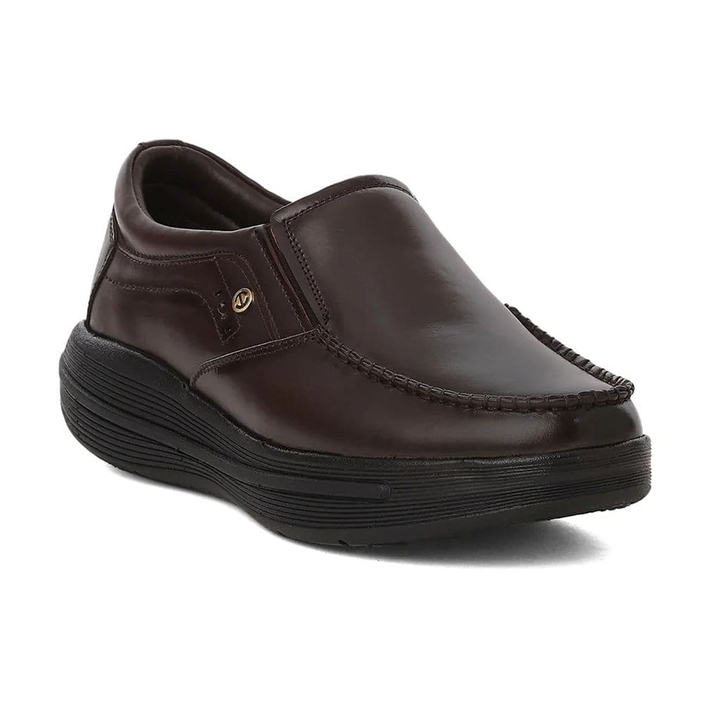 Healers LER-2 Men's Brown Leather Formal Shoes with GEL INSOLE & Elastic Comfort — 6/40 / Brown