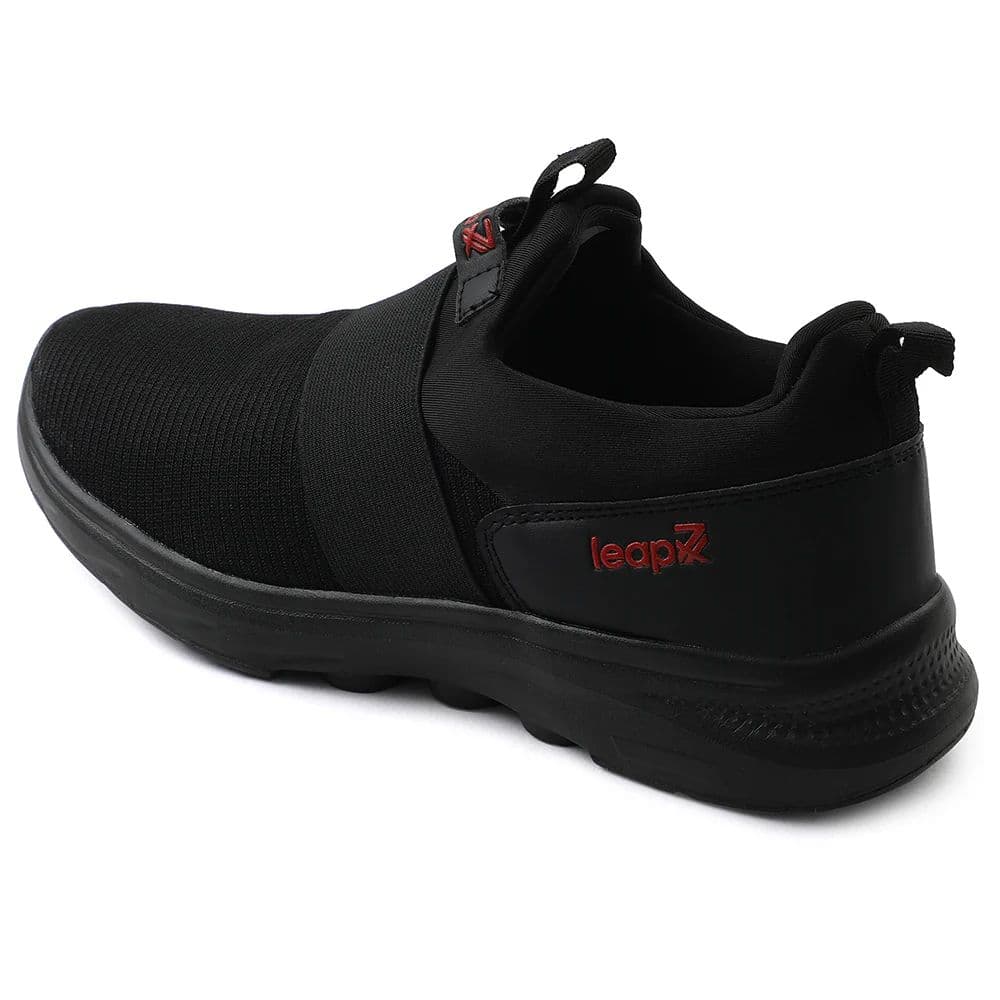 Leap7x Black Non Lacing Sports Walking Shoes For Men SENTINO By Liberty — photo 6