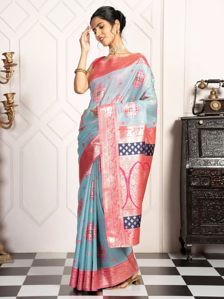 Mimosa Women's Woven Design Kanjivaram Style Art Silk Saree With Blouse Piece : SA00002072SFFREE — photo 3