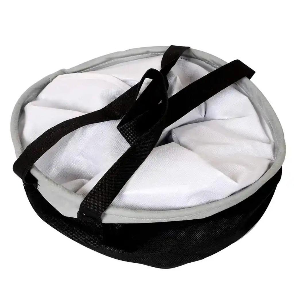 Kuber Industries 45 Liter Waterproof Round Non Wovan Laundry Bag/Hamper With Handles | Grey & Black