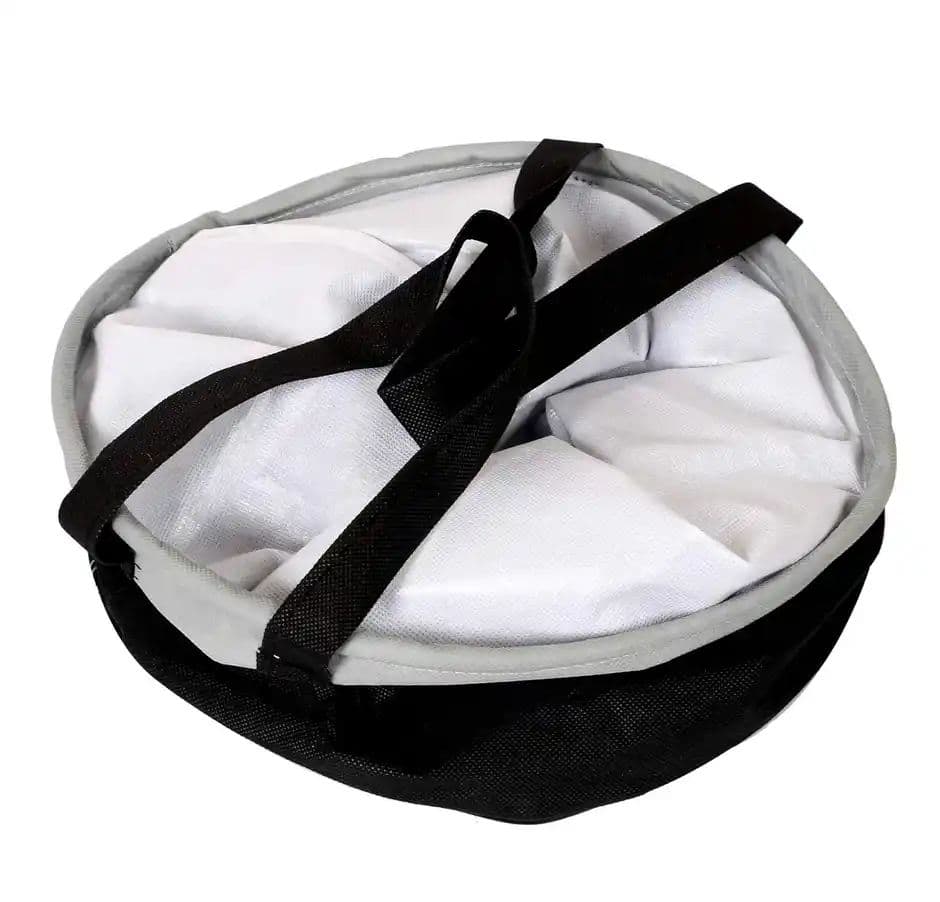 Kuber Industries 45 Liter Waterproof Round Non Wovan Laundry Bag/Hamper With Handles | Grey & Black