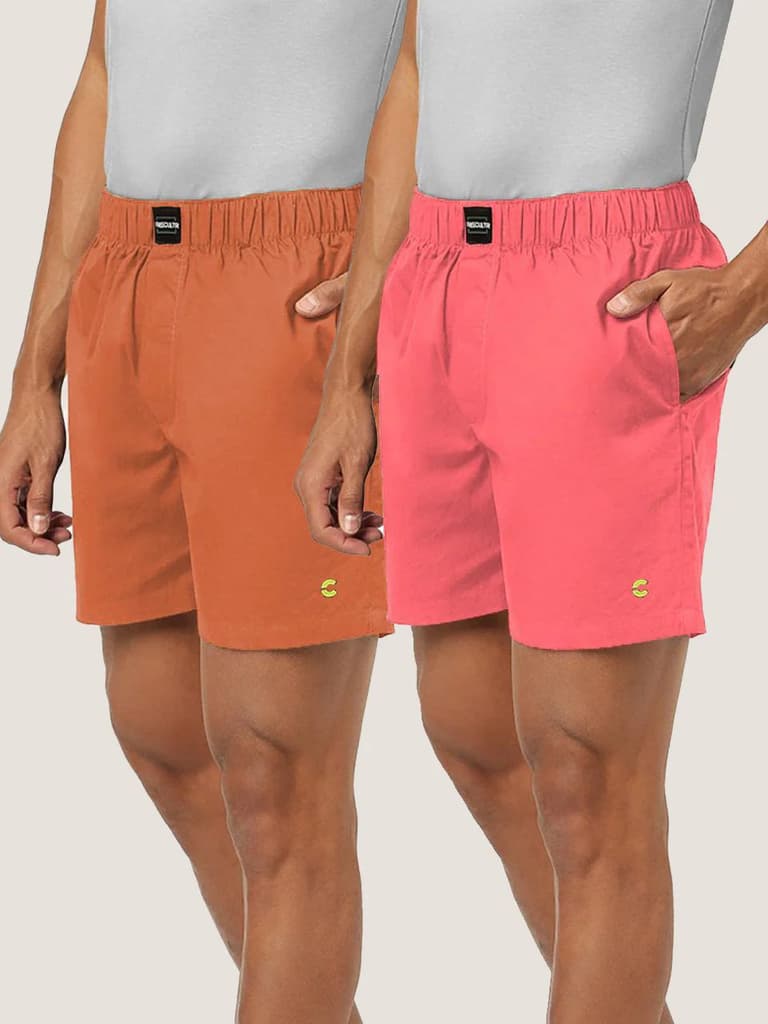 All-Day Boxer Shorts - (Pack of 2) — Haute Pink; Cosmo Orange / S / Men