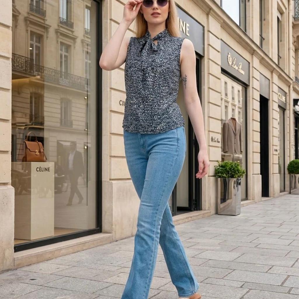 Cory edge Paros sleeveless blouse- Animal print