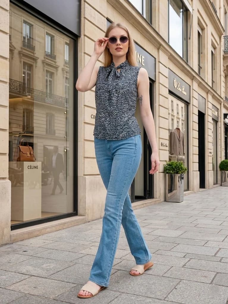 Cory edge Paros sleeveless blouse- Animal print